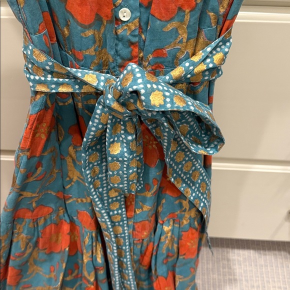 Oliphant Blue and Orange Floral Maxi Dress - Picture 4 of 5